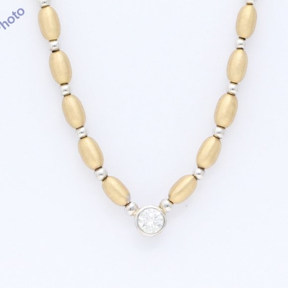 14K Gold Bezel Diamond Necklace 0.5 Ct G Vs2 C22000099 - Picture 3 of 3